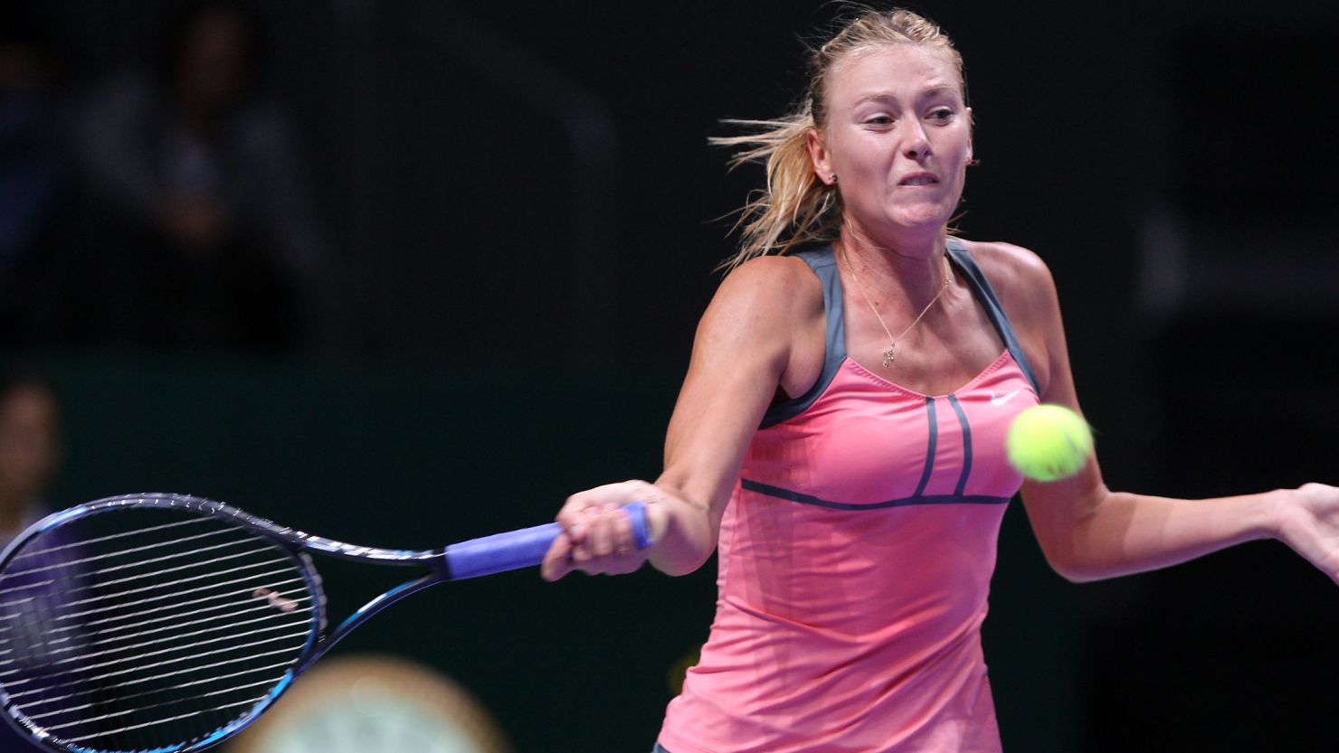 Maria Sharapova returns a shot against Sara Errani as the Russian won her opening White Group clash at the WTA Championships in Istanbul. 