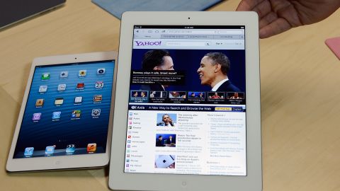The iPad Mini, left, next to the full-size, fourth-generation iPad. Apple unveiled both devices October 2012.