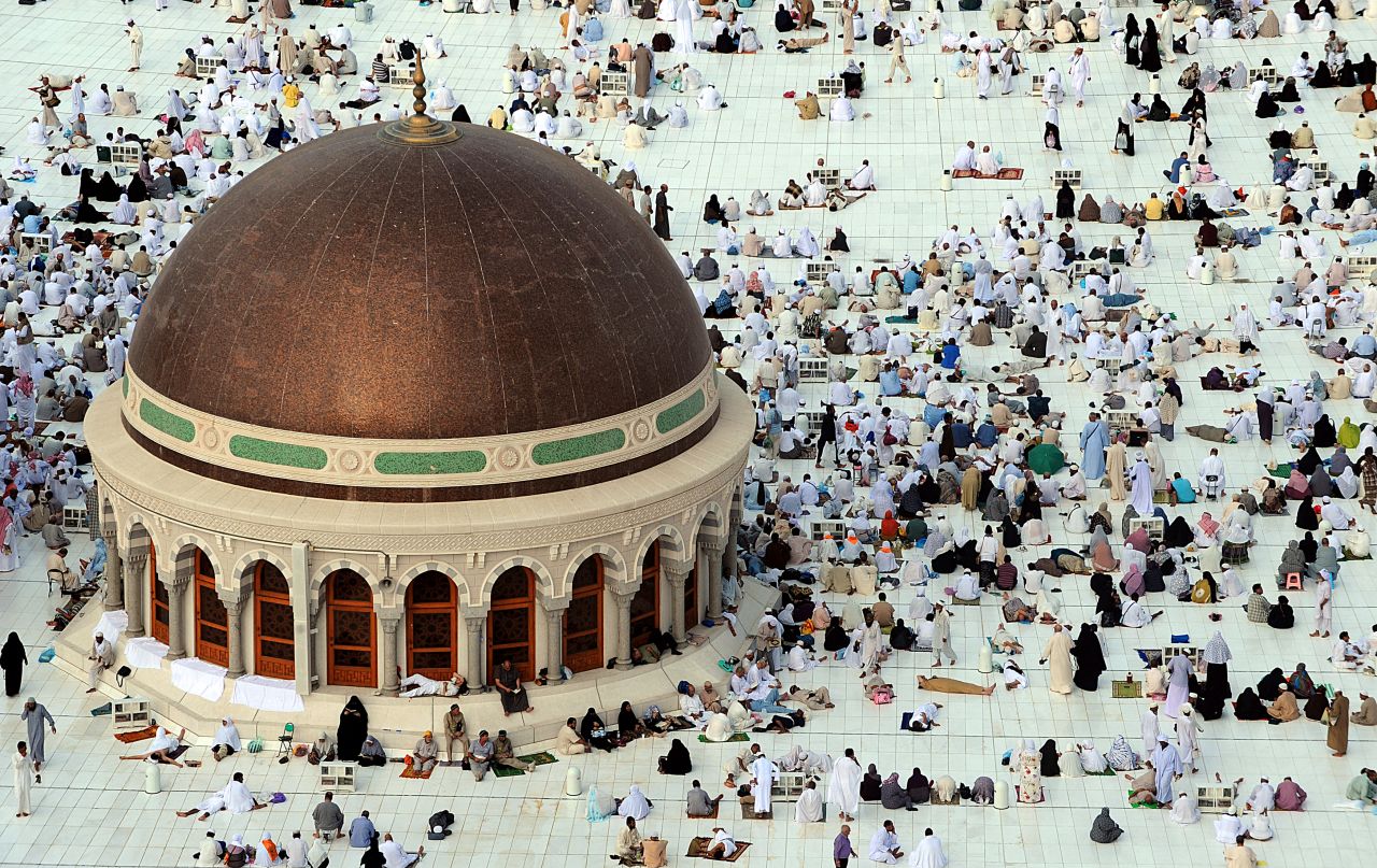 Muslim pilgrims wait for the start of prayers at the Grand Mosque in the holy city of Mecca on Monday.