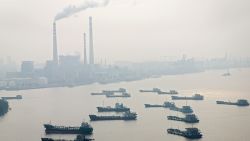 Chimneys of factories are seen in Guangzhou in November 16, 2010.