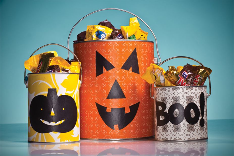 Trick-or-Treaters can reap the rewards of your living room makeover with the perfect candy recepticle.