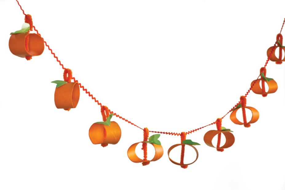 This gourdy garland offers fine motor skill practice with folding, bending and stringing.