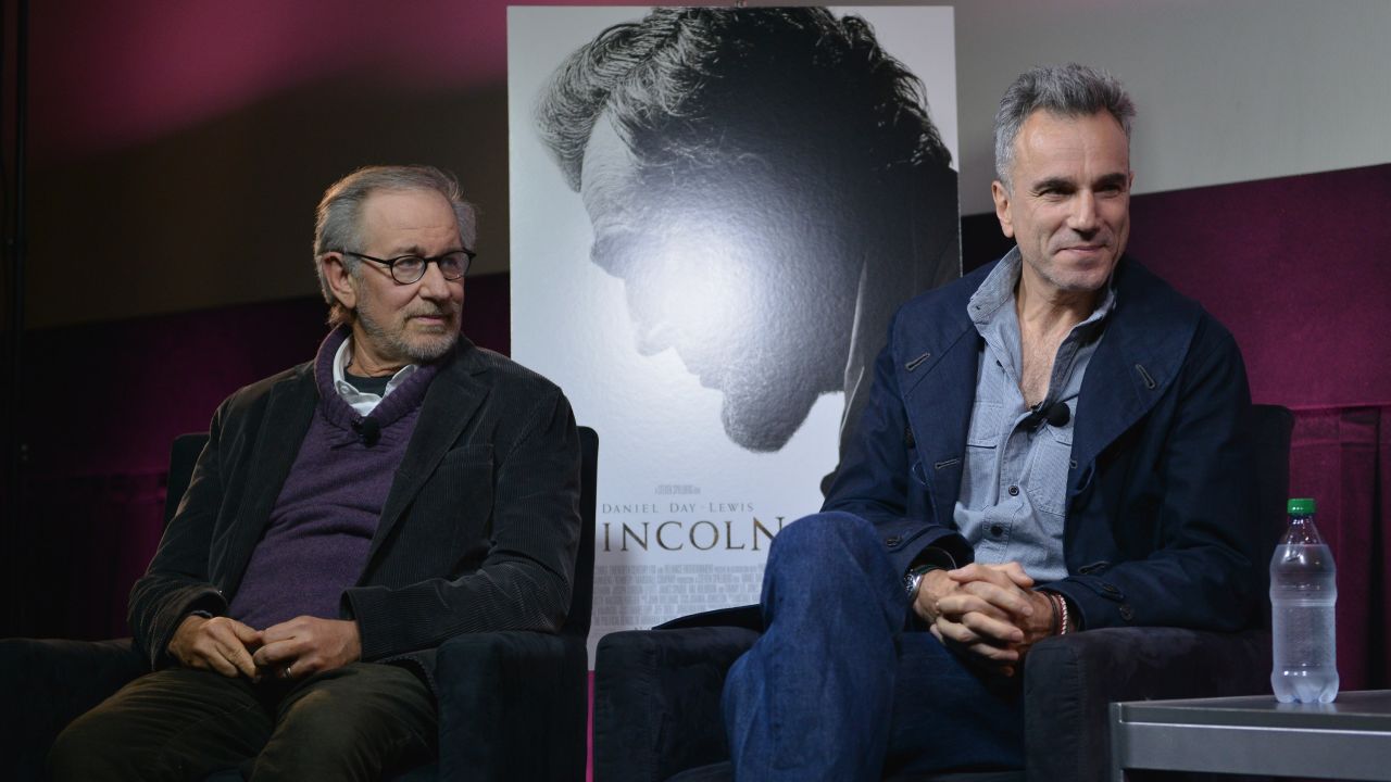 Steven Spielberg and Daniel Day-Lewis participate in a live conversation after a 'Lincoln' screening in New York on October 10.