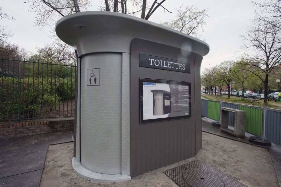 Public restrooms are a serious matter to tourists. These space-age "sanisettes" are scattered around Paris and free to use. 