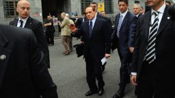 Italian Prime Minister Silvio Berlusconi arrives at Milan's justice court on May 2, 2012.