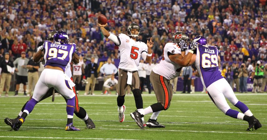 Josh Freeman of the Tampa Bay Buccaneers throws a pass during Thursday's game.