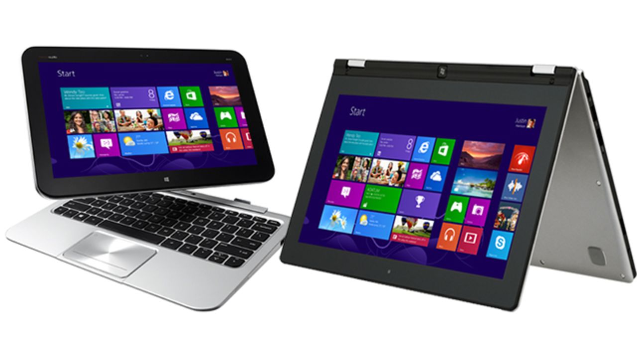 Microsoft pushed three big new products in 2012: Windows 8, Windows Phone 8 and its Surface tablet. This is Windows 8, the company's bold new operating system, running on an HP Envy x2, left, and a Lenovo IdeaPad Yoga, right.