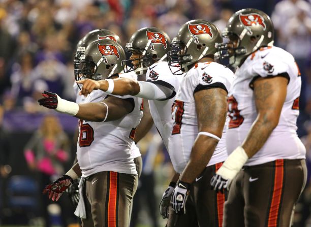 The Tampa Bay Buccaneers call out plays against the Minnesota Vikings.