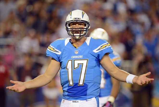 In his 12-year pro career, Rivers has yet to appear in a Super Bowl, although he has taken the San Diego Chargers into the playoffs five times. The father of eight children has broken most of the major franchise records, surpassing Dan Fouts as the Chargers' all-time touchdown leader, wins leader and consecutive starts leader (160 and counting). In 2014, Rivers broke an NFL record by achieving five consecutive games with a passer rating of above 120. 