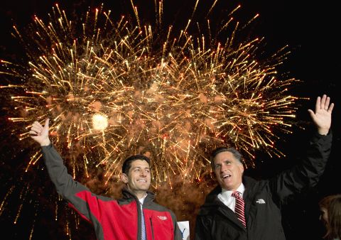 Romney and his running mate, Rep. Paul Ryan, hold a campaign rally at Canton Hoover High School in North Canton, Ohio, on Friday, October 26.