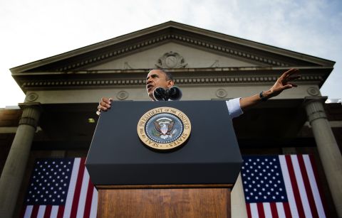 Obama speaks at a campaign rally in Nashua, New Hampshire, on Saturday.