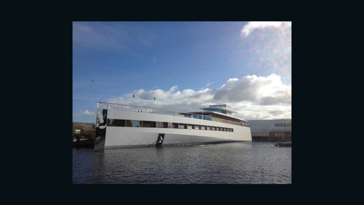 Late Apple co-founder Steve Jobs' yacht was unveiled in a Dutch shipyard on Sunday and christened "Venus."
