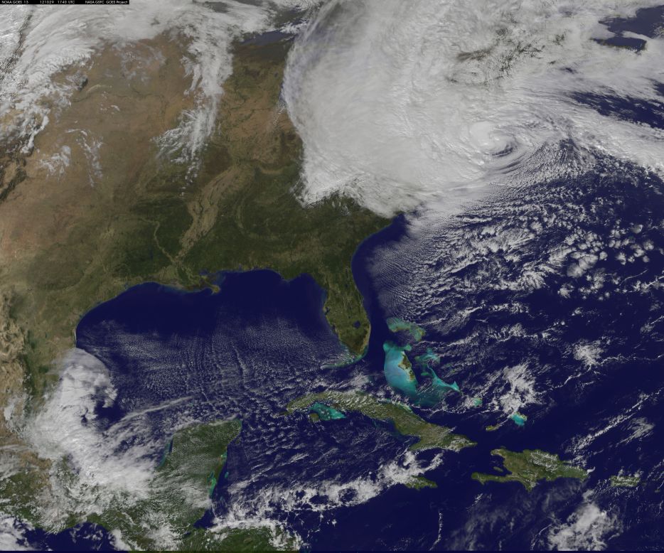 This satellite image shows Sandy at  2:59 p.m. ET on Monday, October 29. 