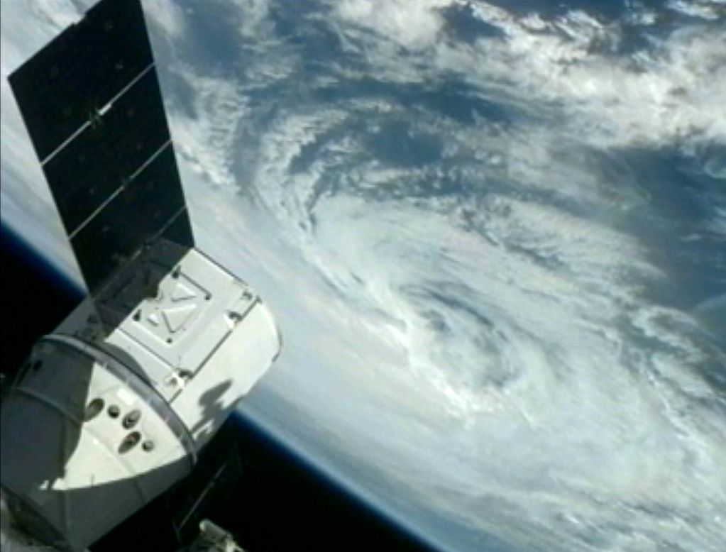 The storm is seen from from the International Space Station on October 26.