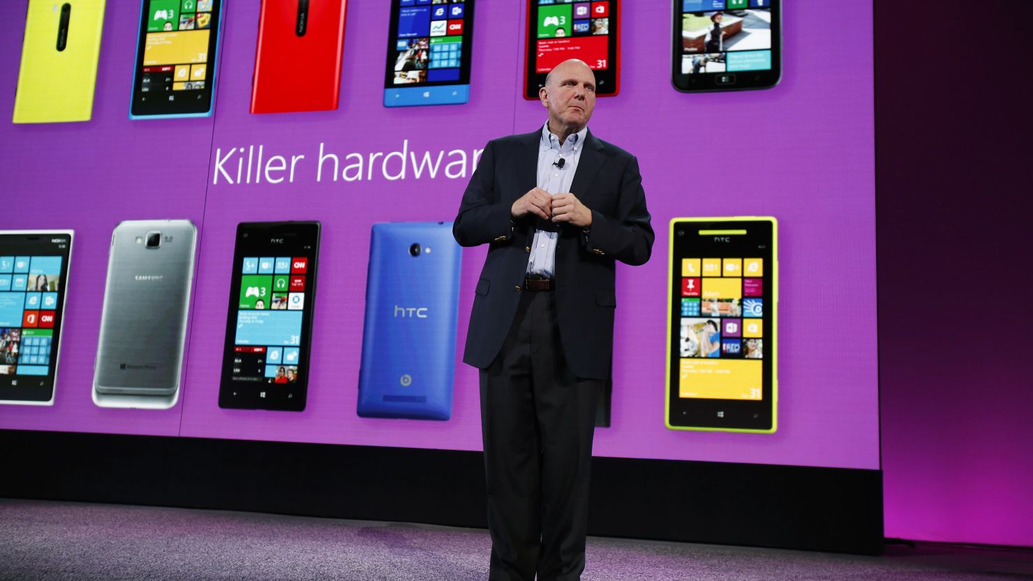 Microsoft CEO Steve Ballmer unveils Windows Phone 8 on Monday in San Francisco.