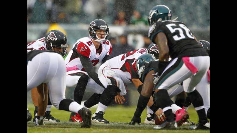 Atlanta Falcons quarterback Matt Ryan gets ready to take the snap during the fourth quarter in a game against the Philadelphia Eagles on Sunday in Philadelphia. The Falcons defeated the Eagles 30-17.