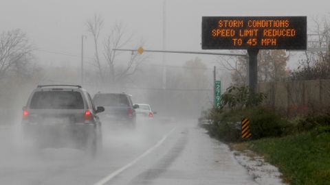 A traffic sign warns motorists west of Philadelphia on Monday.