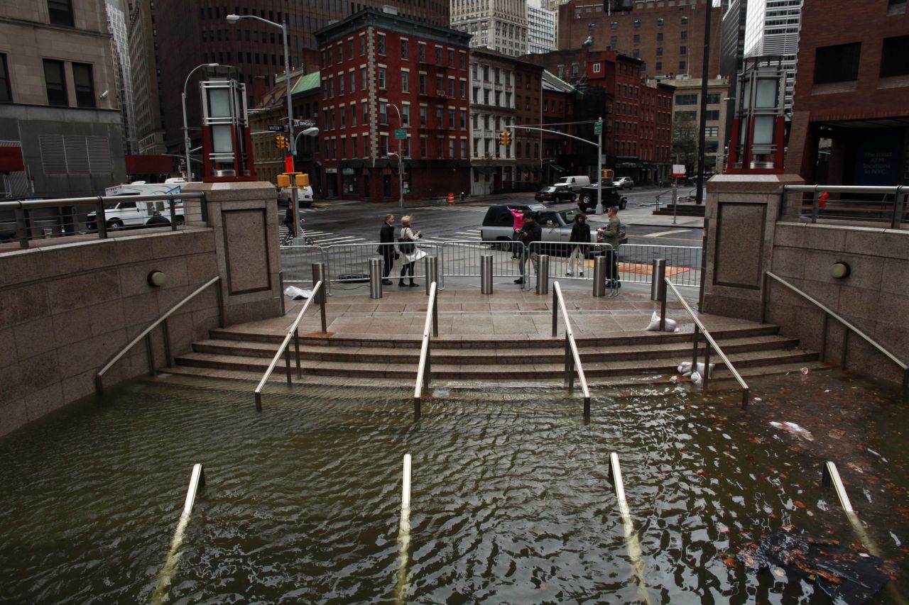 Water floods the Plaza Shops in New York, in the wake of Superstorm Sandy, on Tuesday, October 30.  