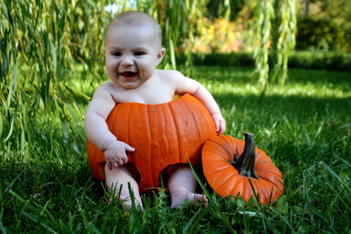 For Jennifer Best's first ever iReport assignment, she decided to put her 5-month-old nephew Graysen Best in a pumpkin. "I kept seeing ideas for the pumpkin on Pinterest, and my best friend tried it last year with her niece. Thought it was absolutely adorable," said the 26-year-old nurse from Liberty, Missouri, who submitted <a href="http://ireport.cnn.com/docs/DOC-864216" target="_blank">several photos of Graysen in her iReport.</a><br /><br />The pair's Halloween did not end with this backyard photo shoot. "On Halloween, he's dressing up as a monkey and I'm going to be a witch so we can have make-shift Wizard of Oz and take him trick-or-treating for the first time," she said.  