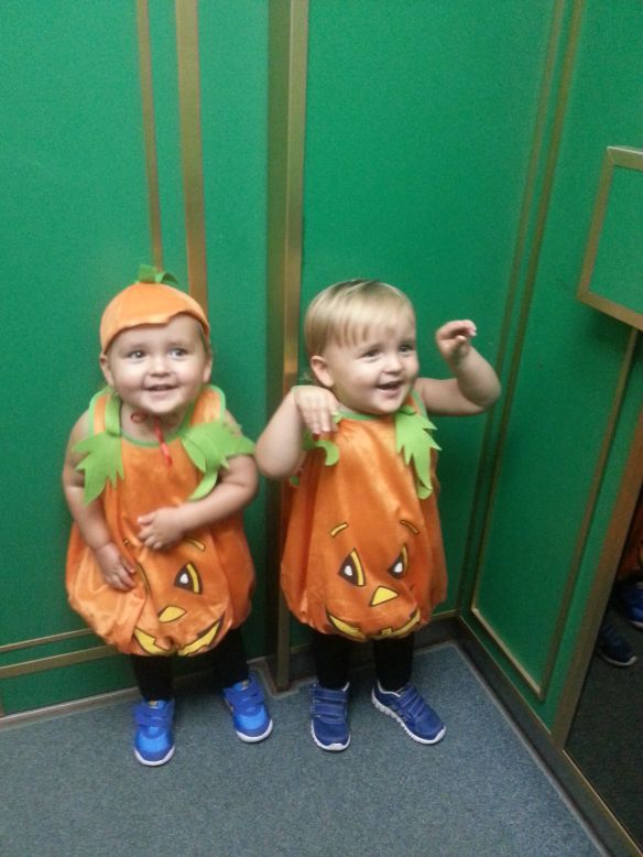 These happy pumpkins are Hunter and Robert, two nearly two-year-old identical twins who live in Hong Kong with their parents Clinton and Camilla O'Connor. When t<a href="http://ireport.cnn.com/docs/DOC-869120" target="_blank">heir dad took this photo</a> the family was on their way to a Halloween party for families with multiple children. "There were about 30 sets of twins at the party all dressed up," said Mr O'Connor.