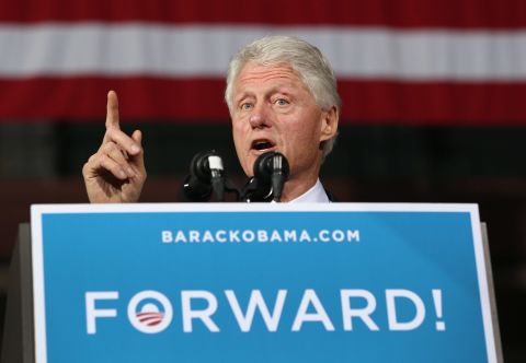 Former President Bill Clinton speaks during a campaign rally with Vice President Joe Biden on Monday in Youngstown, Ohio. Obama had planned to attend the event but canceled to monitor Hurricane Sandy.