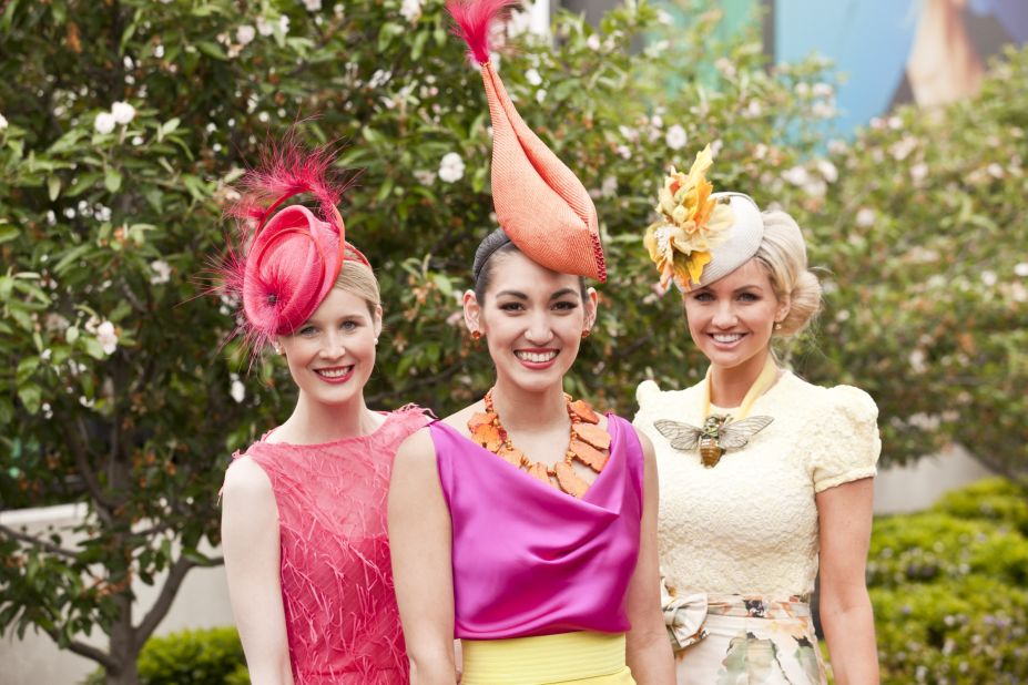 The 2011 "Fashions on the Field" winner Angela Menz (center) with finalists Alex Foxcroft and Louise Struber.