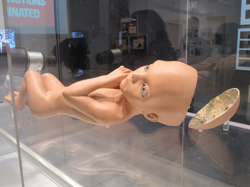A creepy baby doll? No, it's just the working model of the "Star Child" seen at the end of "2001." What does the great big space fetus represent? Well... that's open to interpretation. 