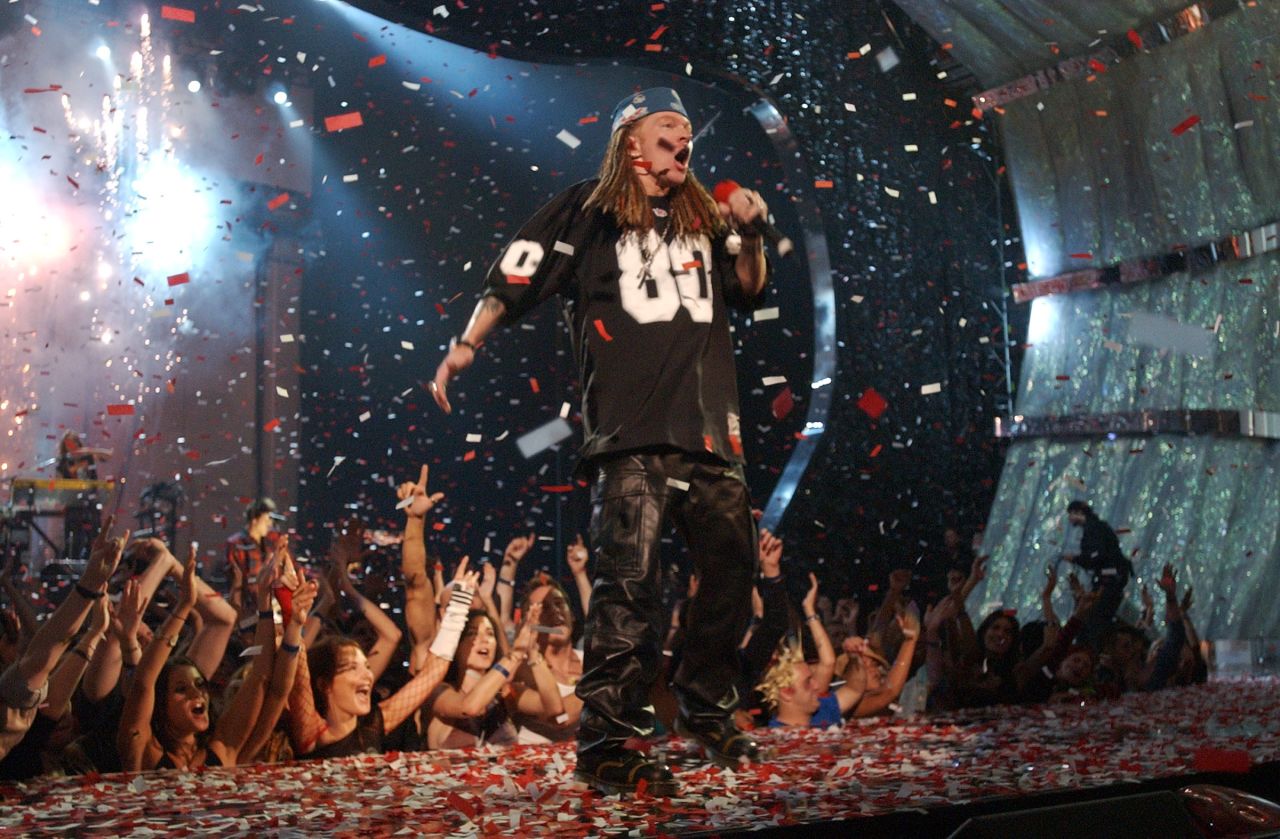 Axl Rose and Guns N' Roses perform at the 2002 MTV Video Music Awards in New York City.