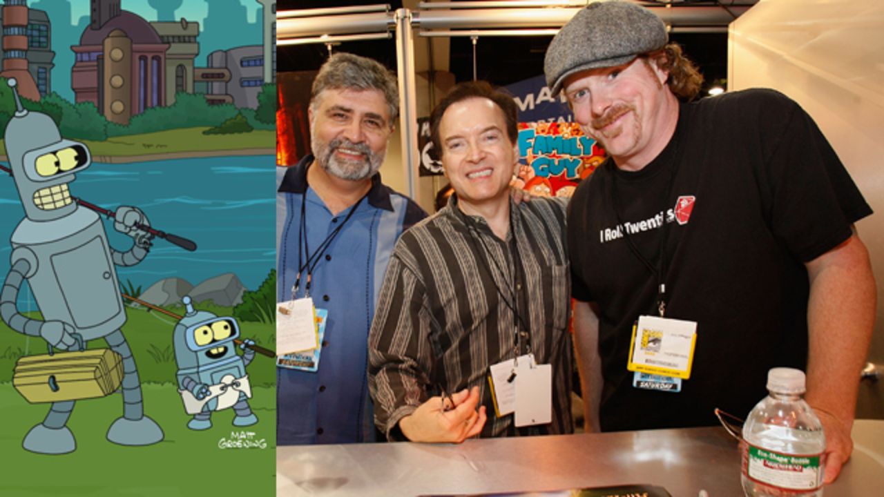 These guys are responsible for some of the most enduring animated characters on television today. From Fox to Comedy Central, "Futurama" - now in its final season - has kept audiences rolling. Meet, from left to right, Maurice LaMarche (Kif Kroker), Billy West (Fry, Professor Farnsworth, Dr. Zoidberg), and John DiMaggio (Bender).