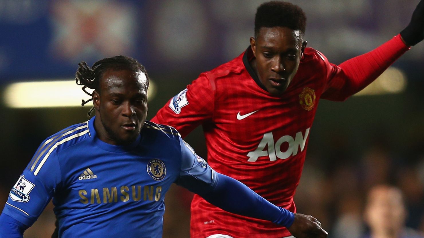 Manchester United's Danny Welbeck, right, appeared to be the target of alleged racist abuse during his side's defeat at Chelsea.