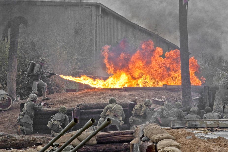 In Fredericksburg, Texas, at <a href="http://www.pacificwarmuseum.org/index.asp" target="_blank" target="_blank">the National Museum of the Pacific War </a>, volunteers stage a "living history" reenactment of a U.S. Marine attack on a Japanese-held beachhead. The presentation includes the firing of a WWII-era flamethrower. 