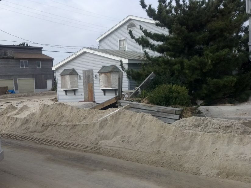 Yards are buried in about 4 feet of sand in Holgate on Long Beach Island.