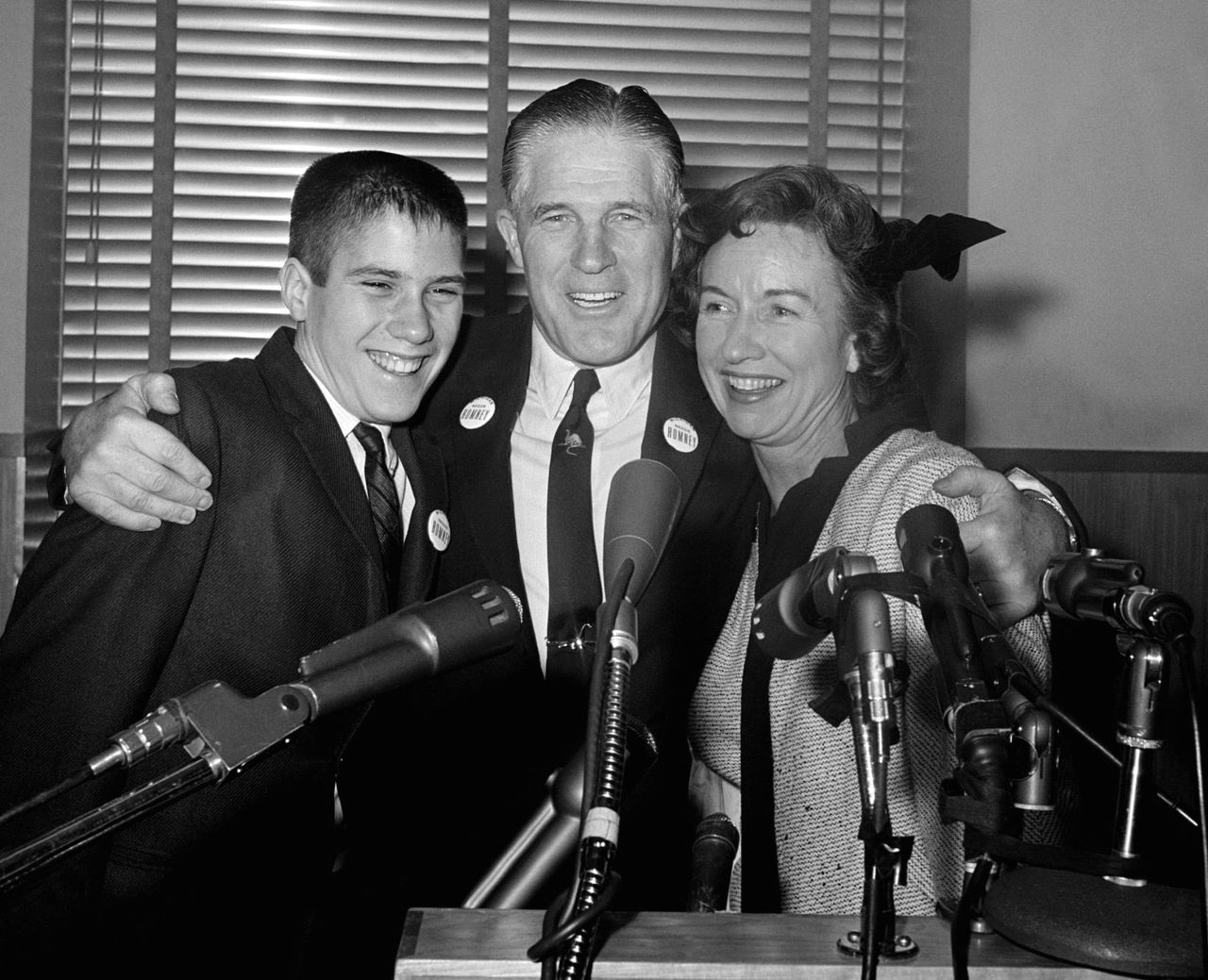 A young Mitt Romney with his parents, George W. and Lenore Romney, in 1962. 