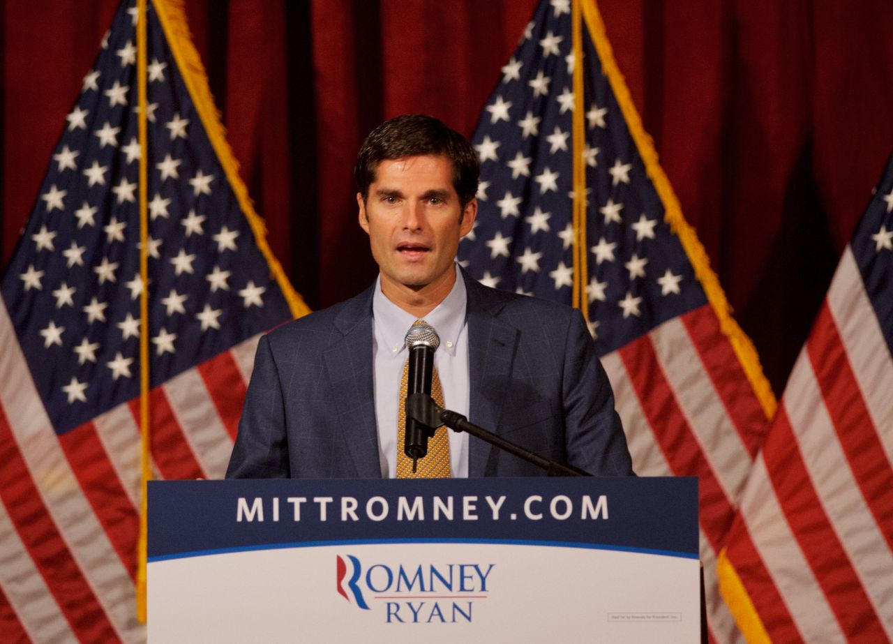 Matt Romney introduces his father at a fundraiser in San Diego in 2012.