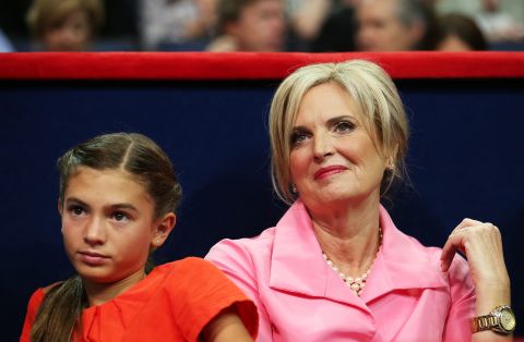  Ann Romney sits in the VIP box with her granddaughter Chloe Romney during the 2012 convention.