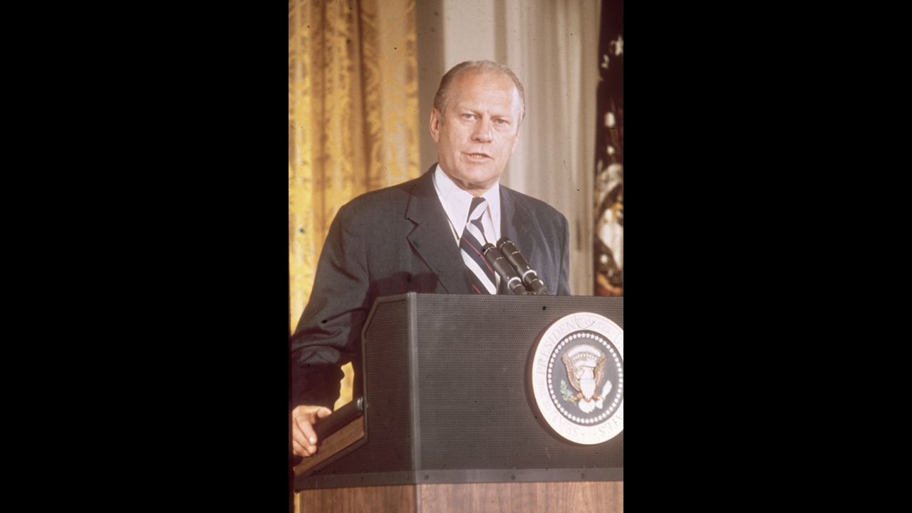 Gerald Ford (1974-1977) had been appointed vice president by Nixon after Spiro Agnew was forced to resign. He then became President when Nixon himself resigned. Remembered mainly for his pardon of Nixon and his physical clumsiness, Ford was not elected to a second term. 