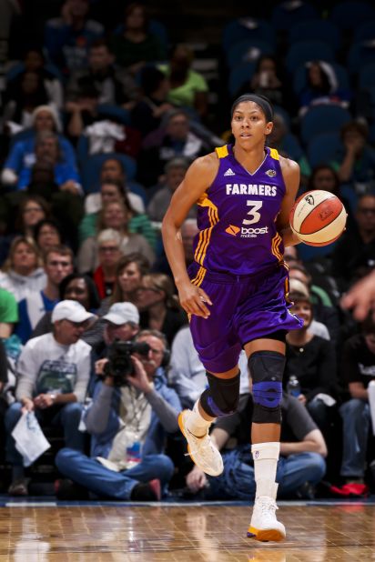 Travel is a fact of life for professional basketball player Candace Parker, shown here playing with the WNBA's L.A. Sparks. 
