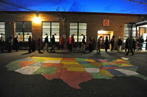 Voters entered Washington Mill Elementary School in Alexandria, Virginia, to cast their ballots Tuesday. 