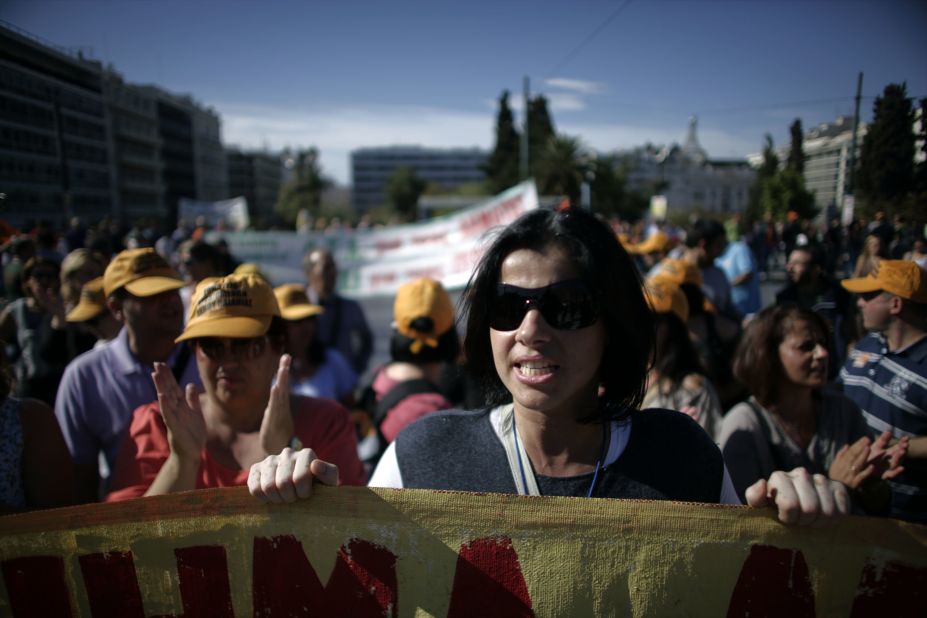 Thousands of Greeks protested against further austerity measures in Athens on Tuesday, November 6, ahead of a crucial Parliamentary vote on emergency cuts and tax increases.