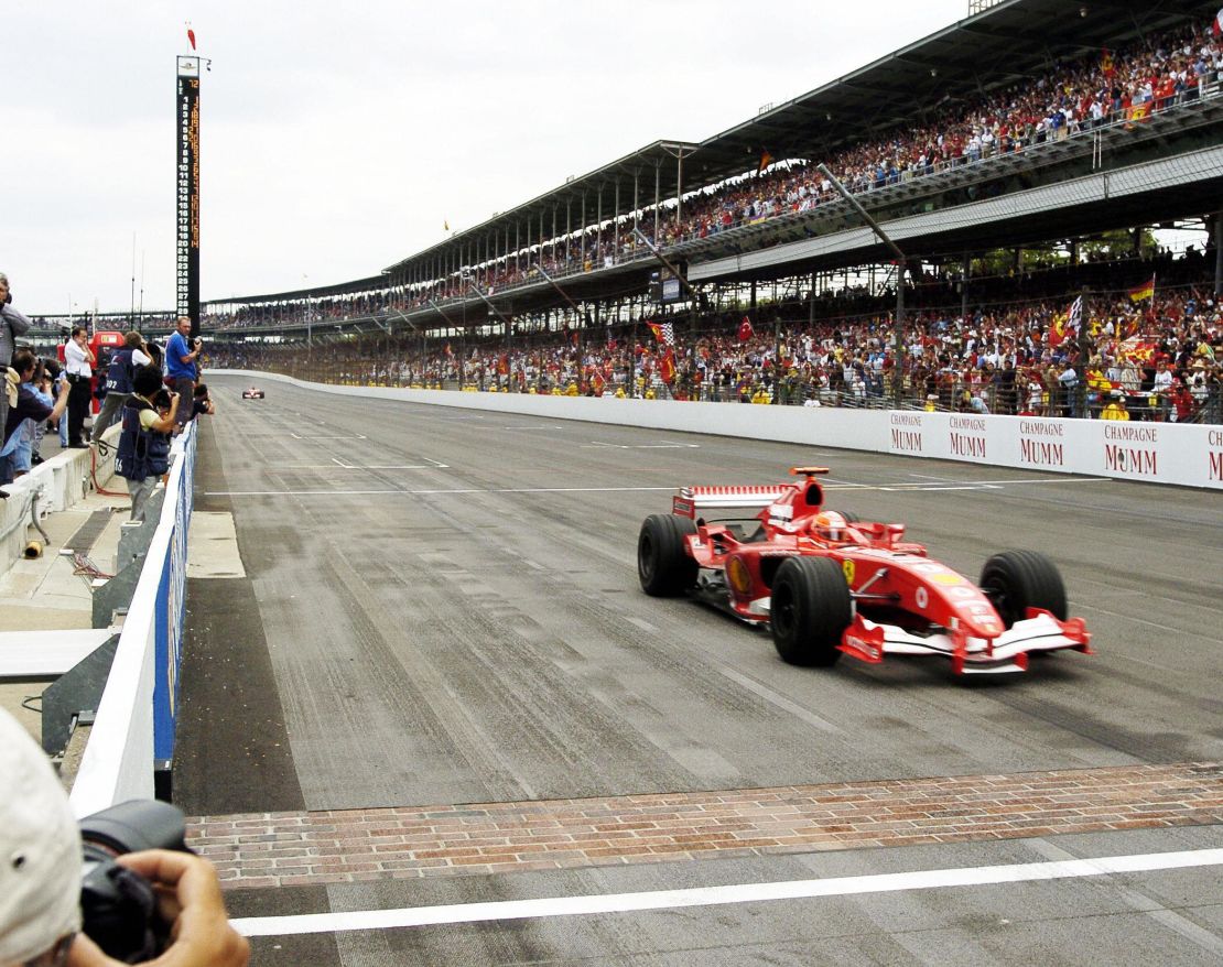 Michael Schumacher claims victory in a drastically reduced 2005 US Grand Prix. 