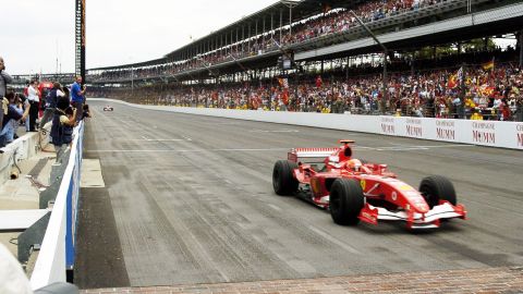 Michael Schumacher claims victory in a drastically reduced 2005 US Grand Prix. 