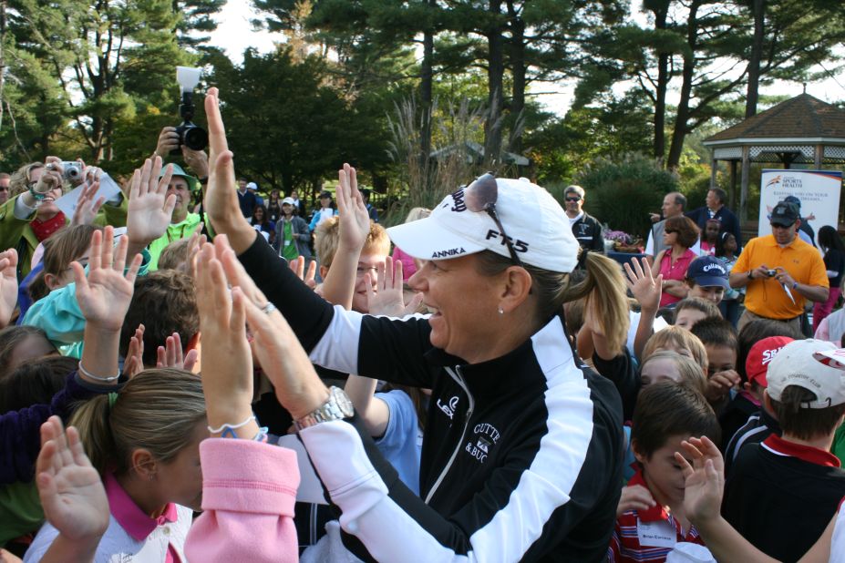 Sorenstam still draws a large crowd whenever she competes in charity golf tournaments.