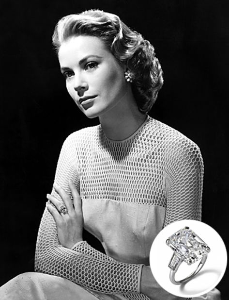 Prince Rainier III of Monaco proposed to legendary Hollywood beauty Grace Kelly with a 10.5-carat square-cut diamond ring in 1955.