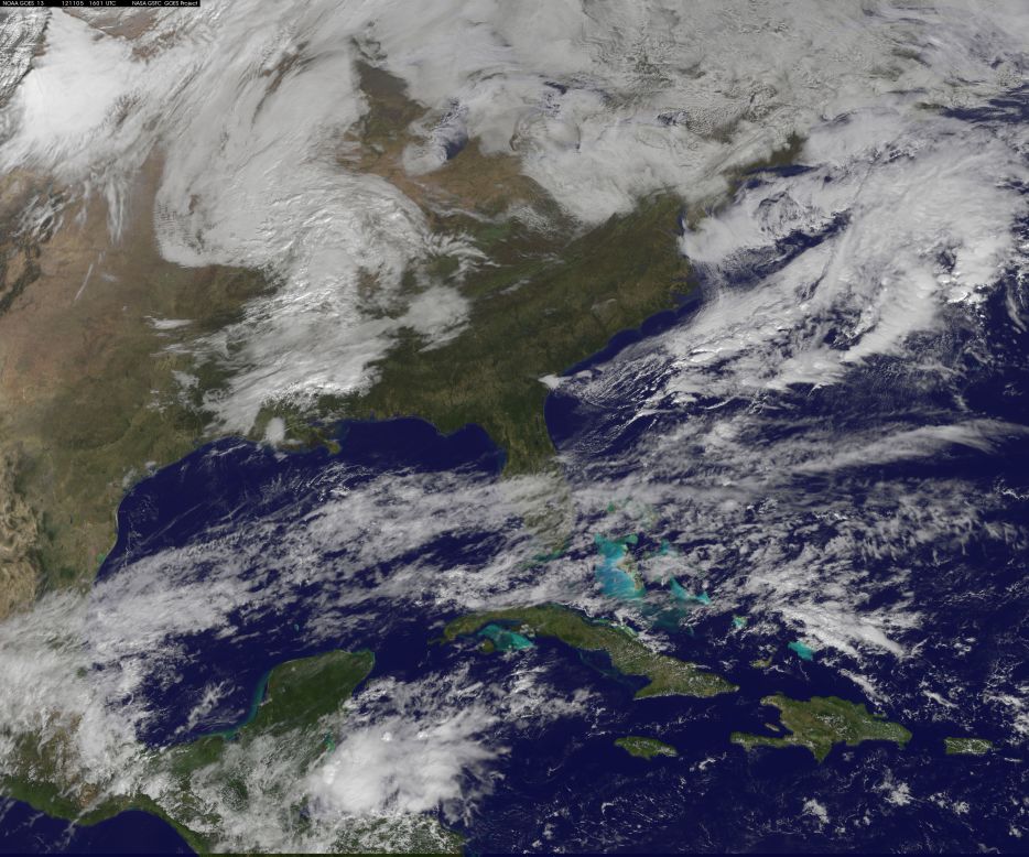 This satellite image shows the storm at 11 a.m. on Monday, November 5. 