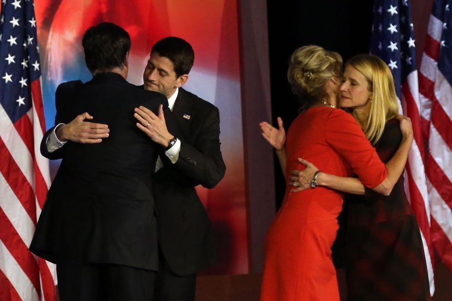Republican presidential candidate Mitt Romney conceded and hugged his running mate, U.S. Rep. Paul Ryan, of Wisconsin. 