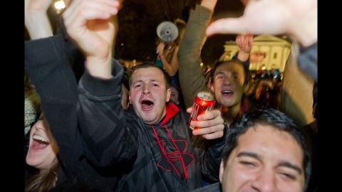 People celebrated in front of the White House in Washington after Barack Obama won a second term as president.