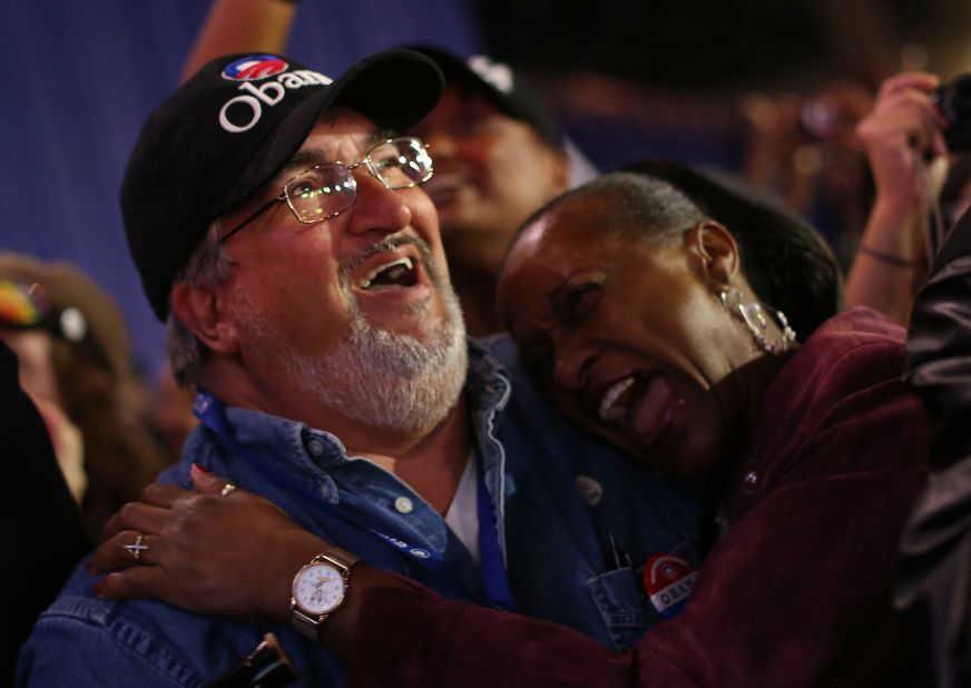 Obama supporters beamed and cheered as he delivered an inspiring and inclusive victory speech.