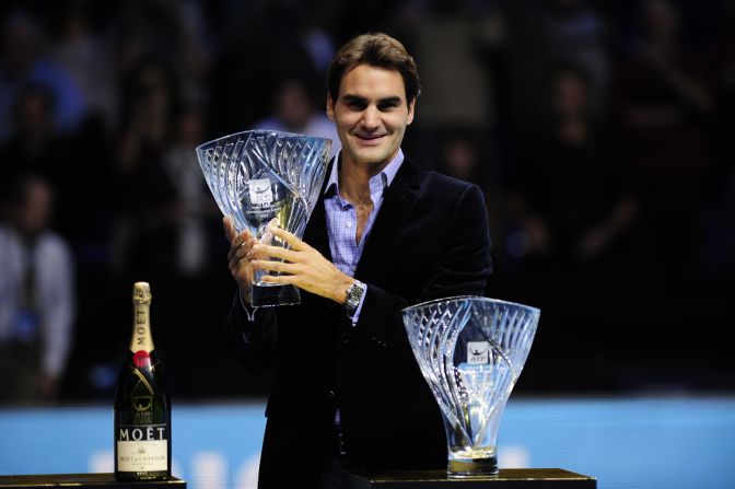 The previous day, Federer was presented with the Stefan Edberg Sportsmanship Award, voted for by his peers, and the ATP World Tour Fans' Favorite Award at London's O2 Arena, which will host the tournament until 2015.
