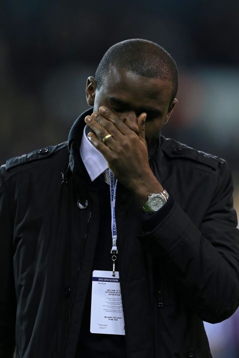 Fabrice Muamba wept as he addressed the crowd at White Hart Lane -- the English soccer ground where he collapsed due to cardiac arrest during a match in March 2012.
