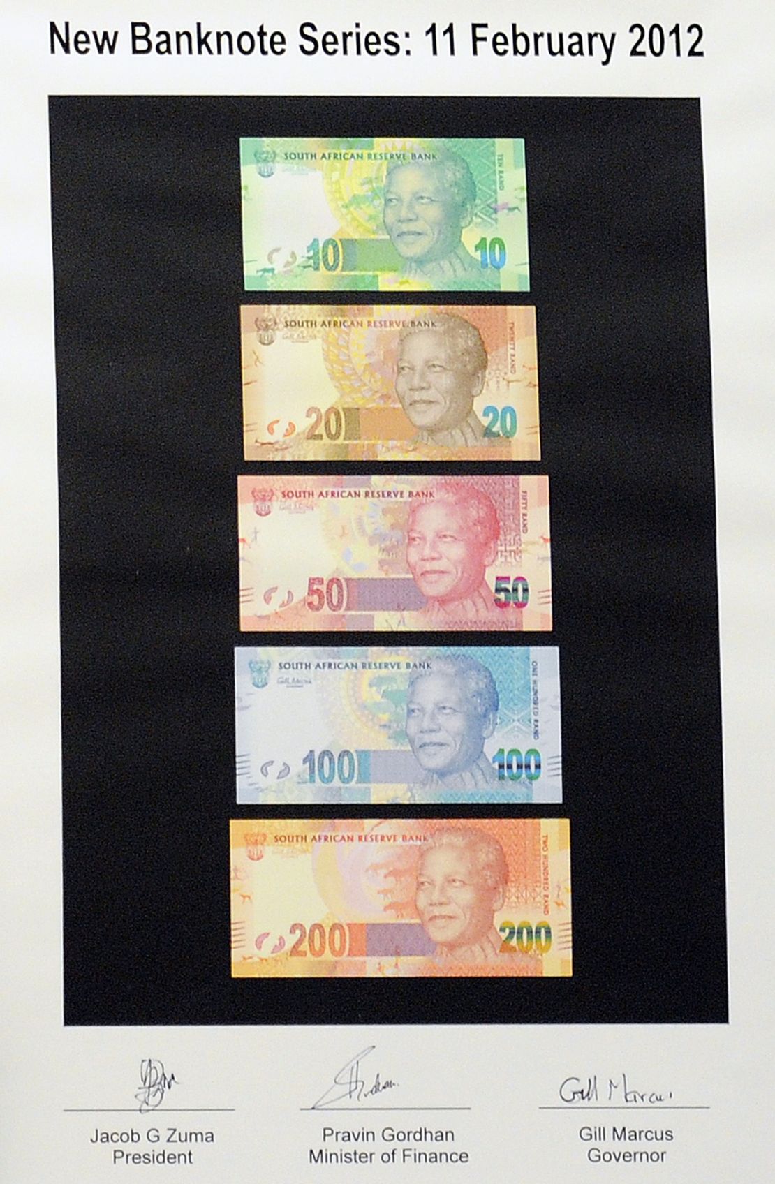 The banknotes feature a picture of the former president.